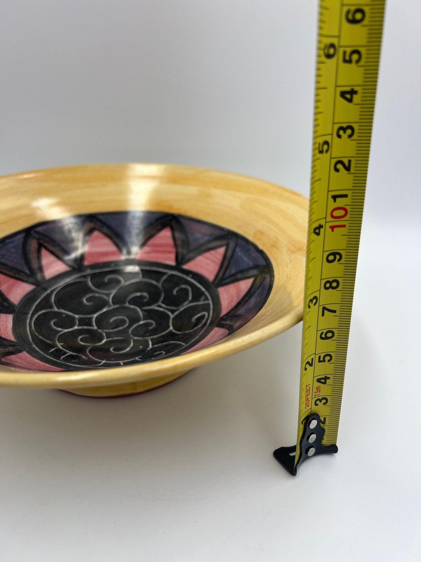 Signed W. Mitch Yung Art Bowl: Majolica Glaze, 11-inch Ceramic