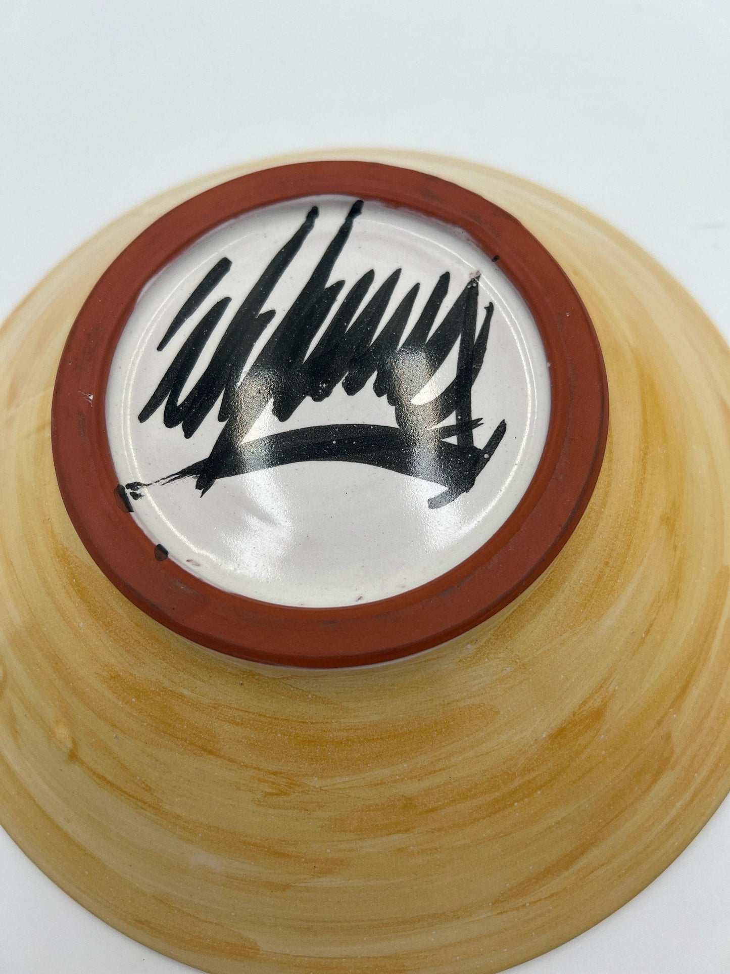 Signed W. Mitch Yung Art Bowl: Majolica Glaze, 11-inch Ceramic
