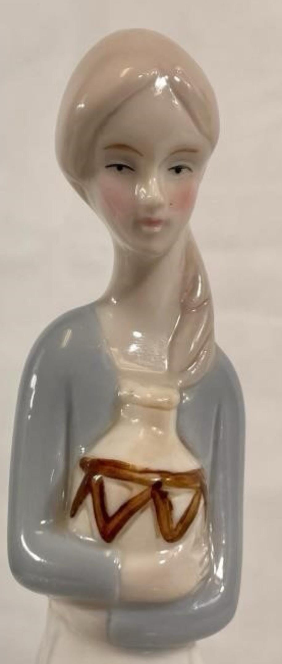 Vintage Ceramic Figurine, Young Woman with Jar (10.75" Tall)