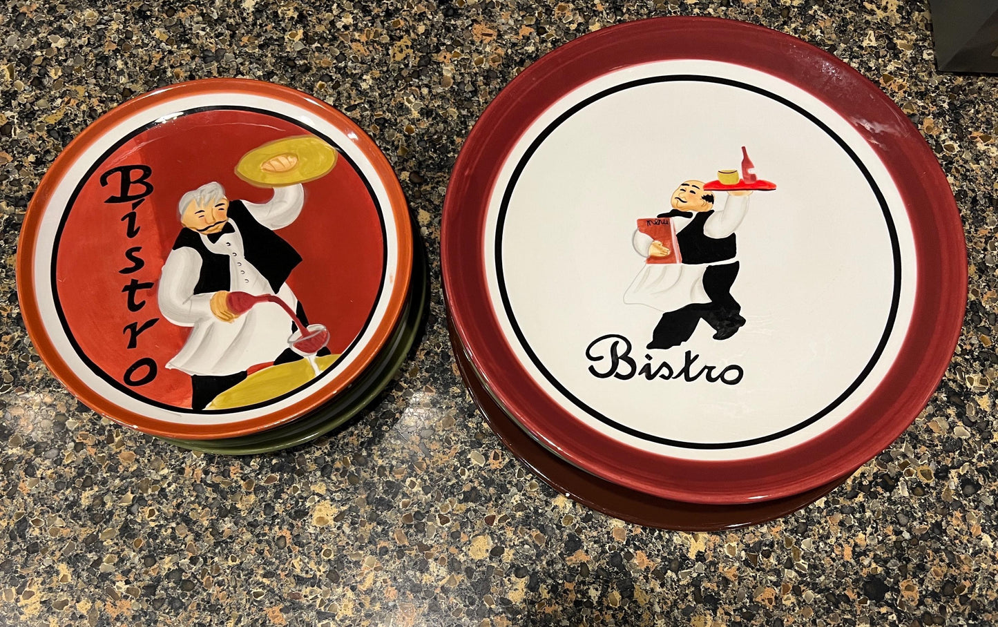 Vintage "Bistro" By Jennifer Brinley 11" and  8-1/4" Plates Certified International, set of 5