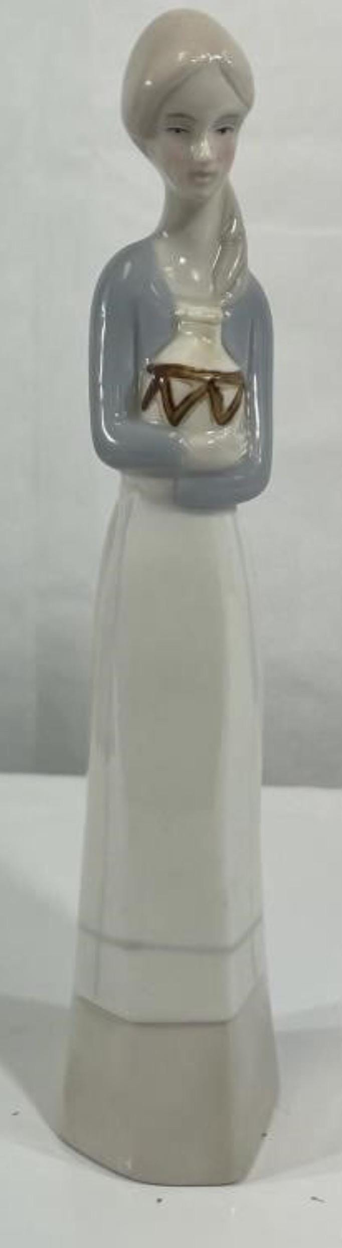 Vintage Ceramic Figurine, Young Woman with Jar (10.75" Tall)