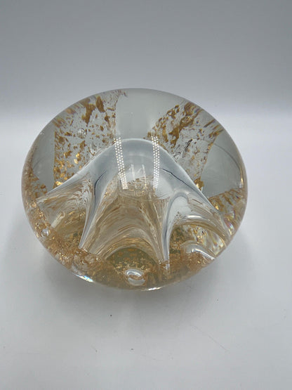 Art Glass Paperweight Gold Dust Star Shaped Bubble Sea Creature