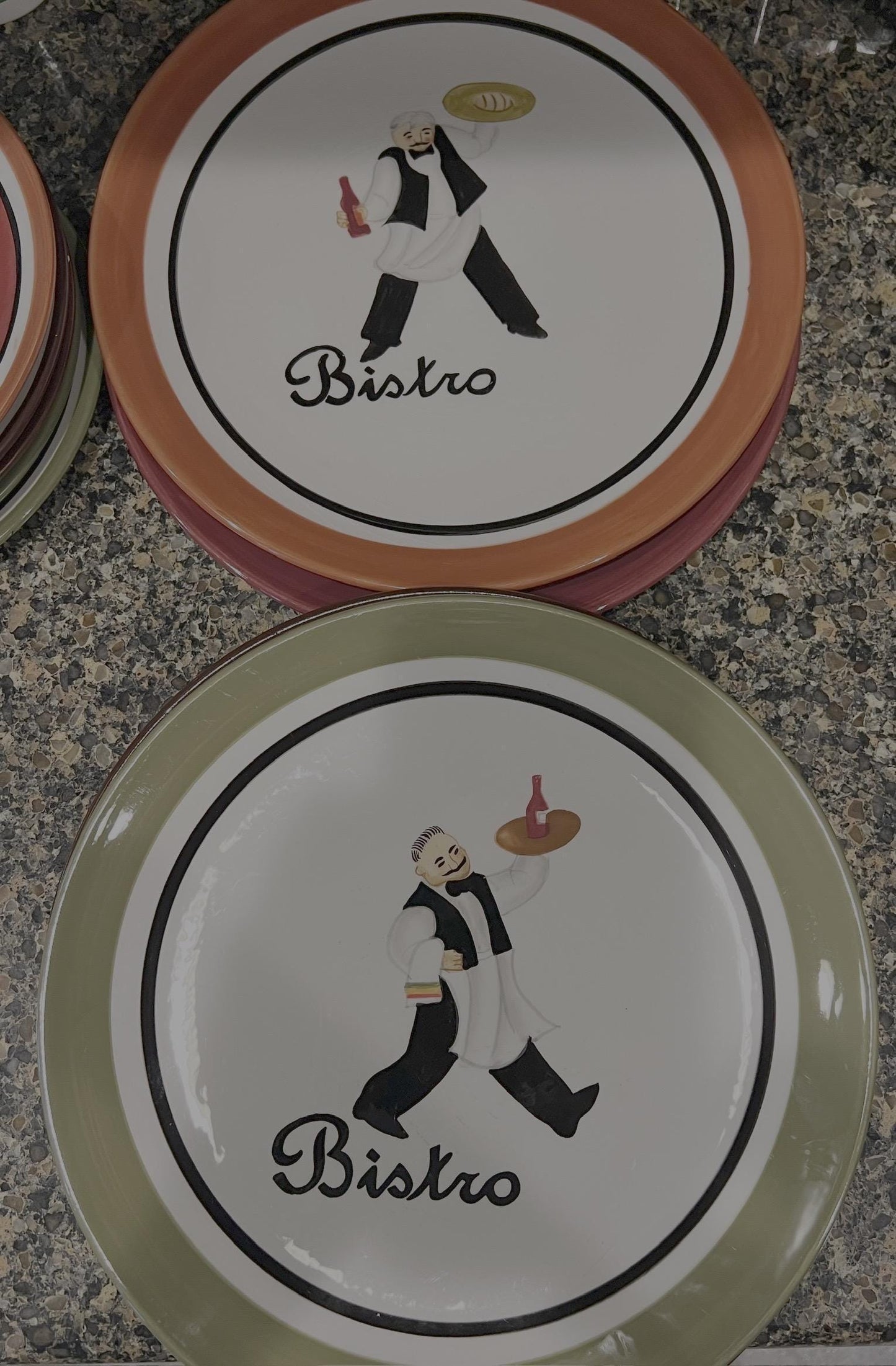 Vintage "Bistro" By Jennifer Brinley 11" and  8-1/4" Plates Certified International, set of 5