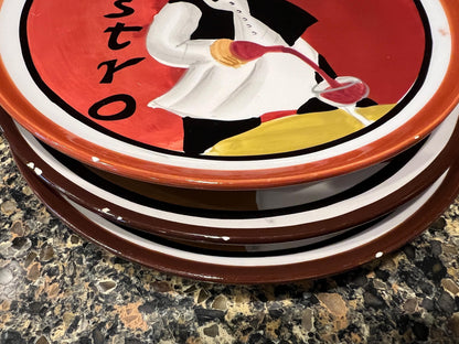 Vintage "Bistro" By Jennifer Brinley 11" and  8-1/4" Plates Certified International, set of 5