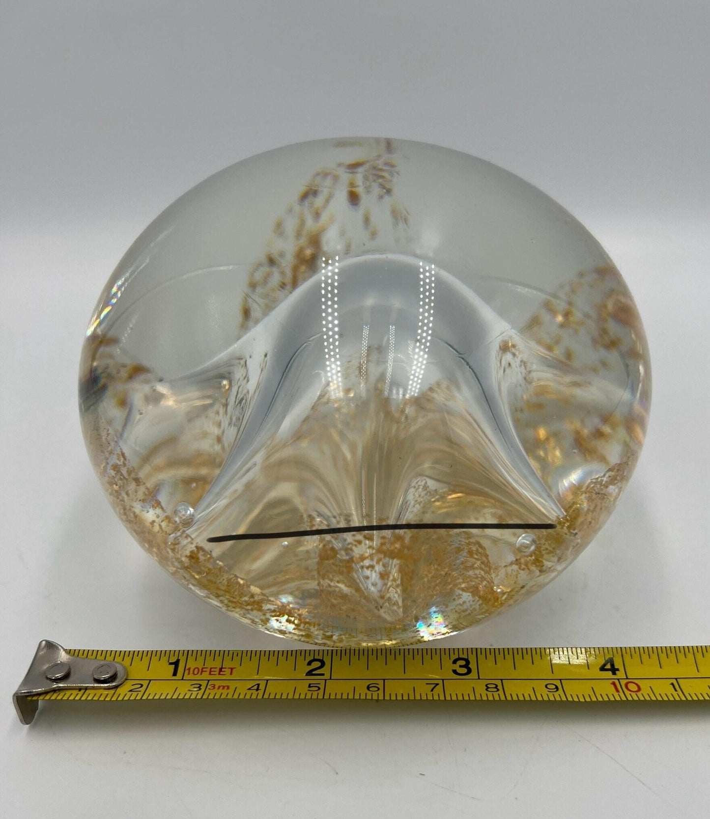 Art Glass Paperweight Gold Dust Star Shaped Bubble Sea Creature
