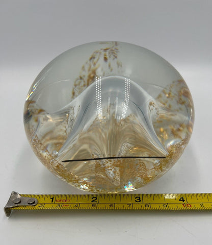 Art Glass Paperweight Gold Dust Star Shaped Bubble Sea Creature
