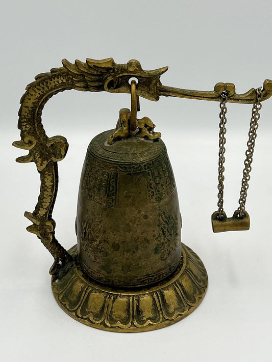 Vintage Brass Dragon Bell: Handmade Antique Home Decor