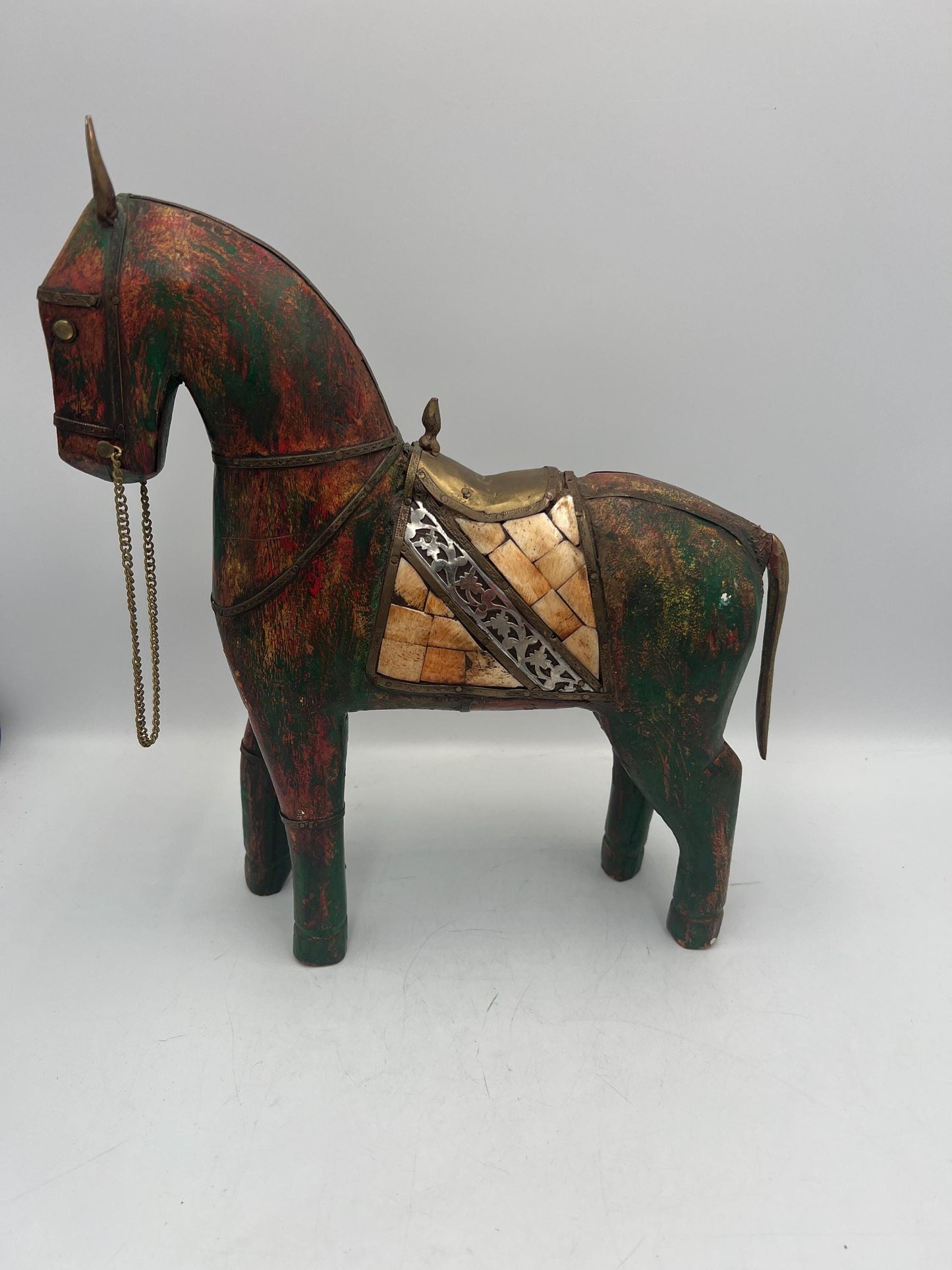 Wooden Horse Sculpture with Beautiful Accents