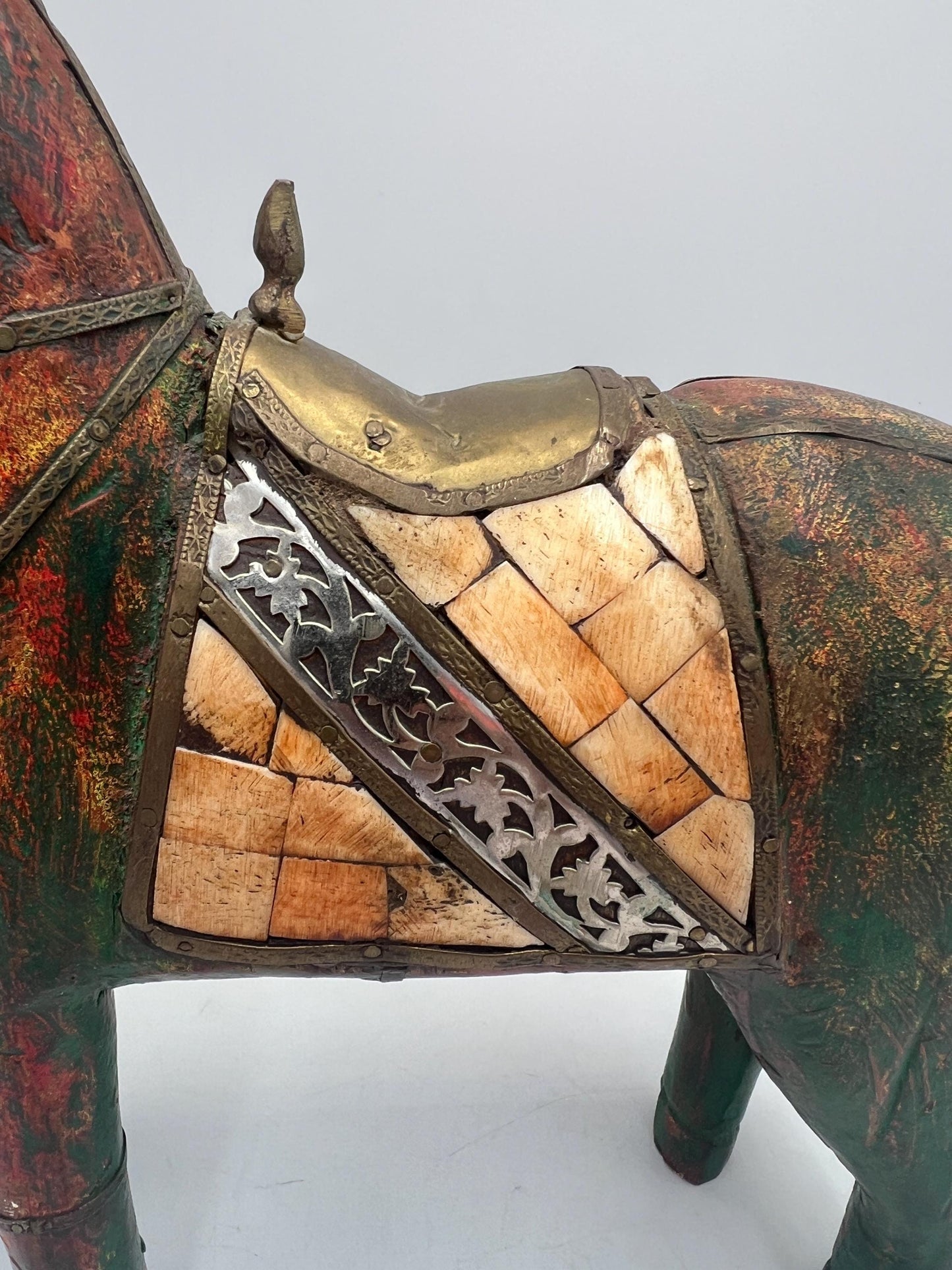 Wooden Horse Sculpture with Beautiful Accents