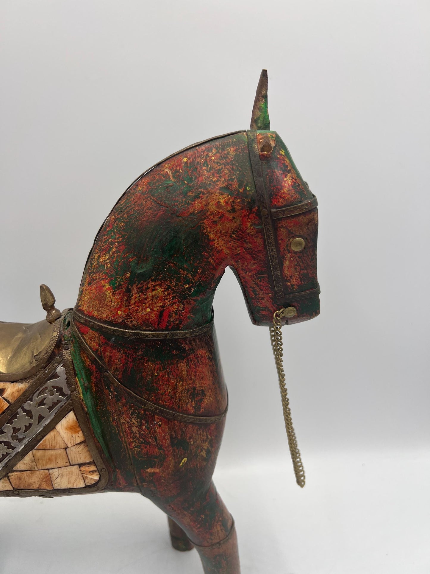Wooden Horse Sculpture with Beautiful Accents