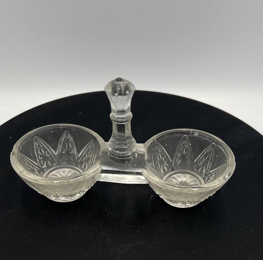 Vintage Crystal Double Salt Cellar