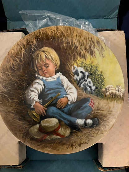 Mother Goose (series) TWO collector plates: Little Boy Blue and Miss Muffett