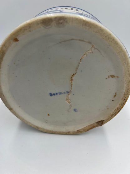 Rustic Salt Glazed Crock - Blue Leaf Stoneware, German Farmhouse Style