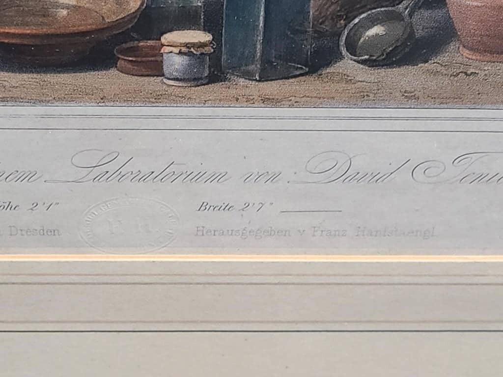 Carl Straub After David Teniers II Color Lithograph, Ein Chemiker in seinem Laboratorium