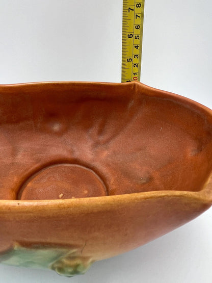 Console Art Pottery Bowl: Mid Century Style, Caramel Brown (11")