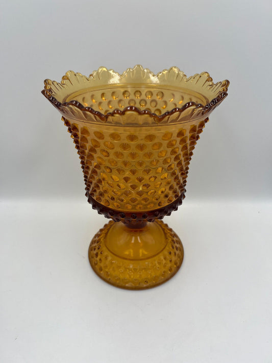 Large Amber Hobnail Glass Apothecary Jar