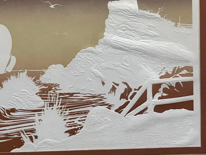 Pencil Signed Roy Williams 1982 Embossed Serigraph, "Lighthouse"
