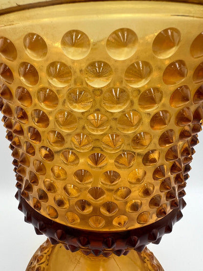 Hobnail amber glass canister, large apothecary jar