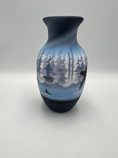 Navajo Clay Vase, Pink Base with Feather Design (Signed, Vintage)