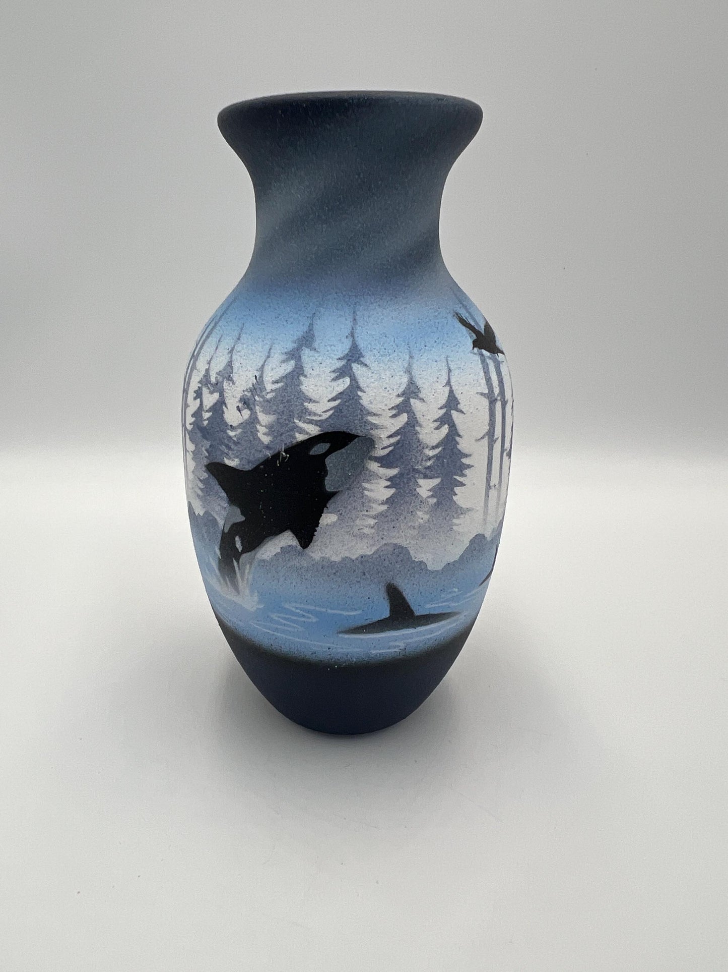 Navajo Clay Vase, Pink Base with Feather Design (Signed, Vintage)