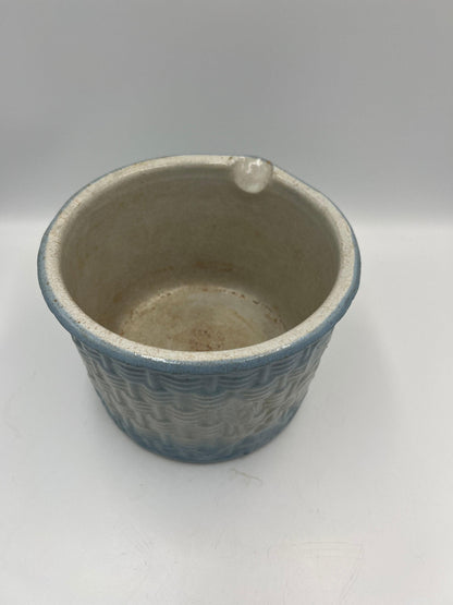 Butter Pail Crock: Rustic Blue and White - Solid Stoneware