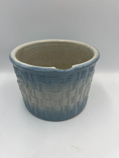 Butter Pail Crock: Rustic Blue and White - Solid Stoneware