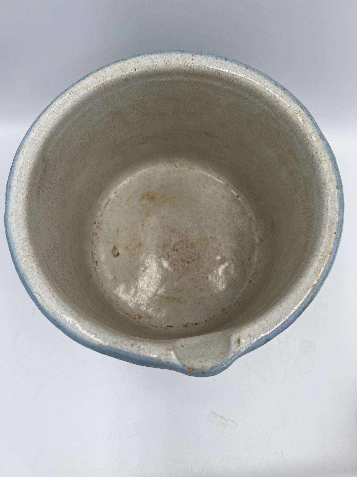 Butter Pail Crock: Rustic Blue and White - Solid Stoneware