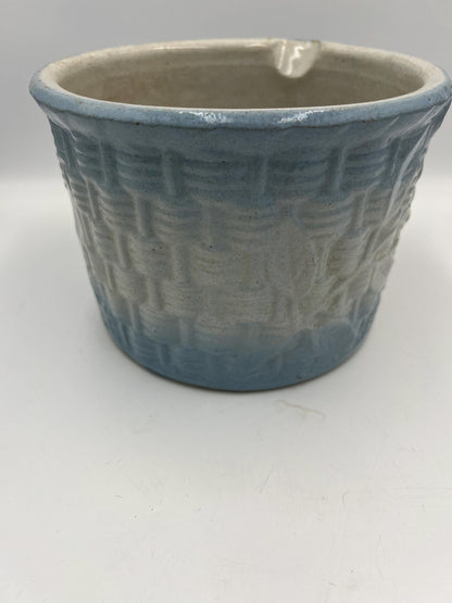 Butter Pail Crock: Rustic Blue and White - Solid Stoneware