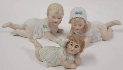 3 Small Antique German Bisque Piano Babies - Your choice