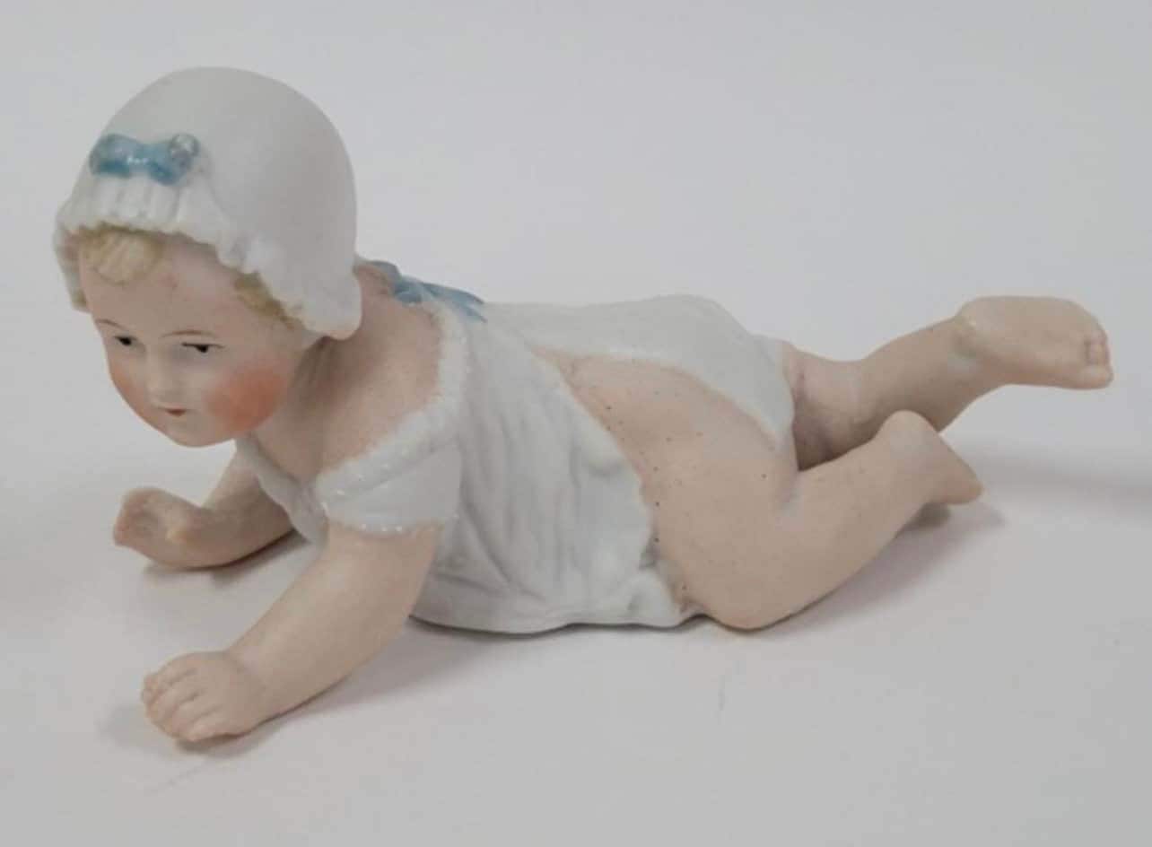 3 Small Antique German Bisque Piano Babies - Your choice