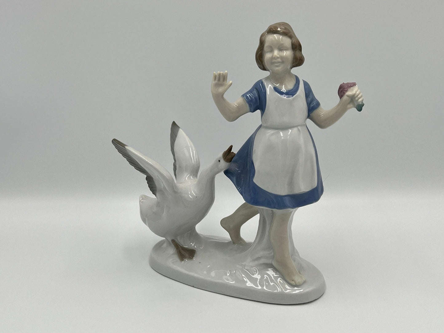 Grafenthal Porcelain Figurine, Barefoot Girl in Blue Dress (Vintage German Art)