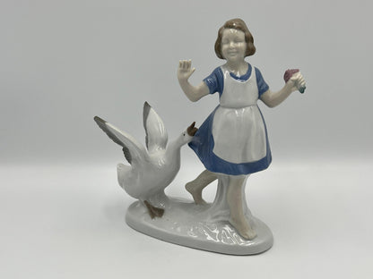 Grafenthal Porcelain Figurine, Barefoot Girl in Blue Dress (Vintage German Art)