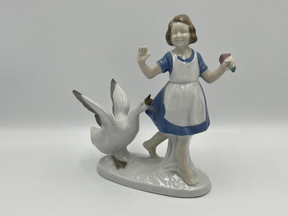 Grafenthal Porcelain Figurine, Barefoot Girl in Blue Dress (Vintage German Art)