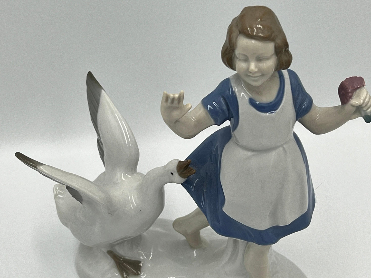 Grafenthal Porcelain Figurine, Barefoot Girl in Blue Dress (Vintage German Art)