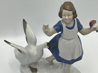 Grafenthal Porcelain Figurine, Barefoot Girl in Blue Dress (Vintage German Art)