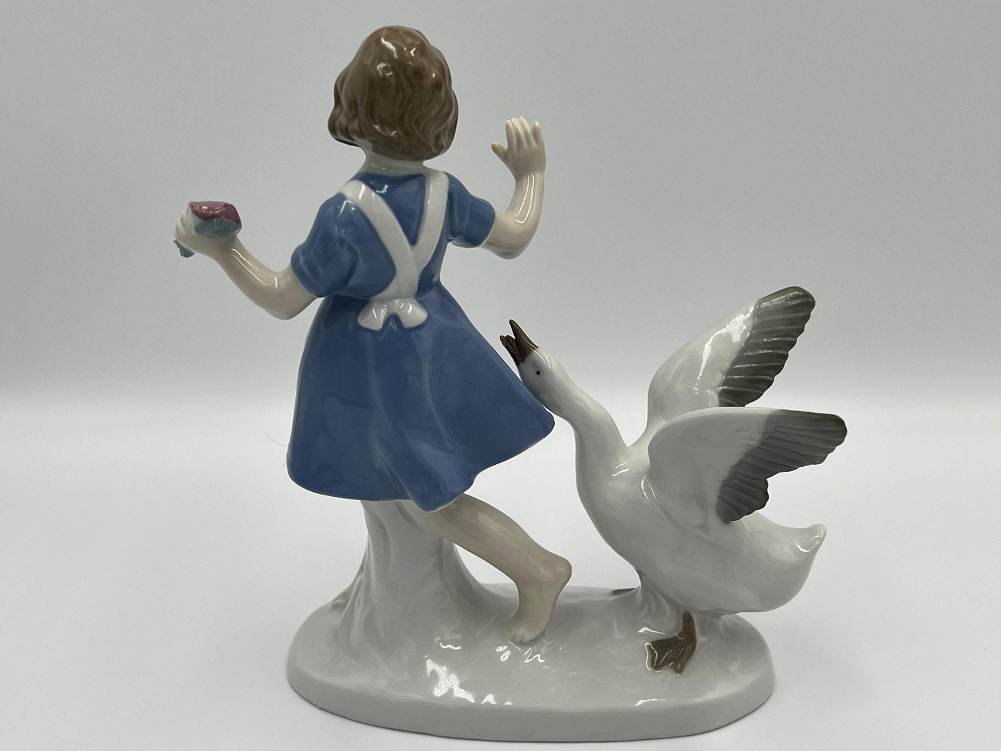 Grafenthal Porcelain Figurine, Barefoot Girl in Blue Dress (Vintage German Art)