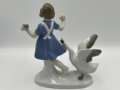 Grafenthal Porcelain Figurine, Barefoot Girl in Blue Dress (Vintage German Art)