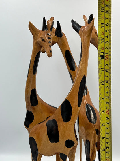 Wooden Giraffe Sculpture: Artisan Wildlife Carving (7" Base, 14.5" Height)