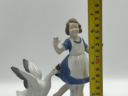 Grafenthal Porcelain Figurine, Barefoot Girl in Blue Dress (Vintage German Art)