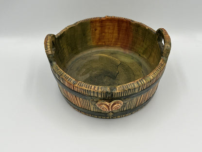 Weller Vintage Rose Planter - Wood Look Bucket with Brown Rim