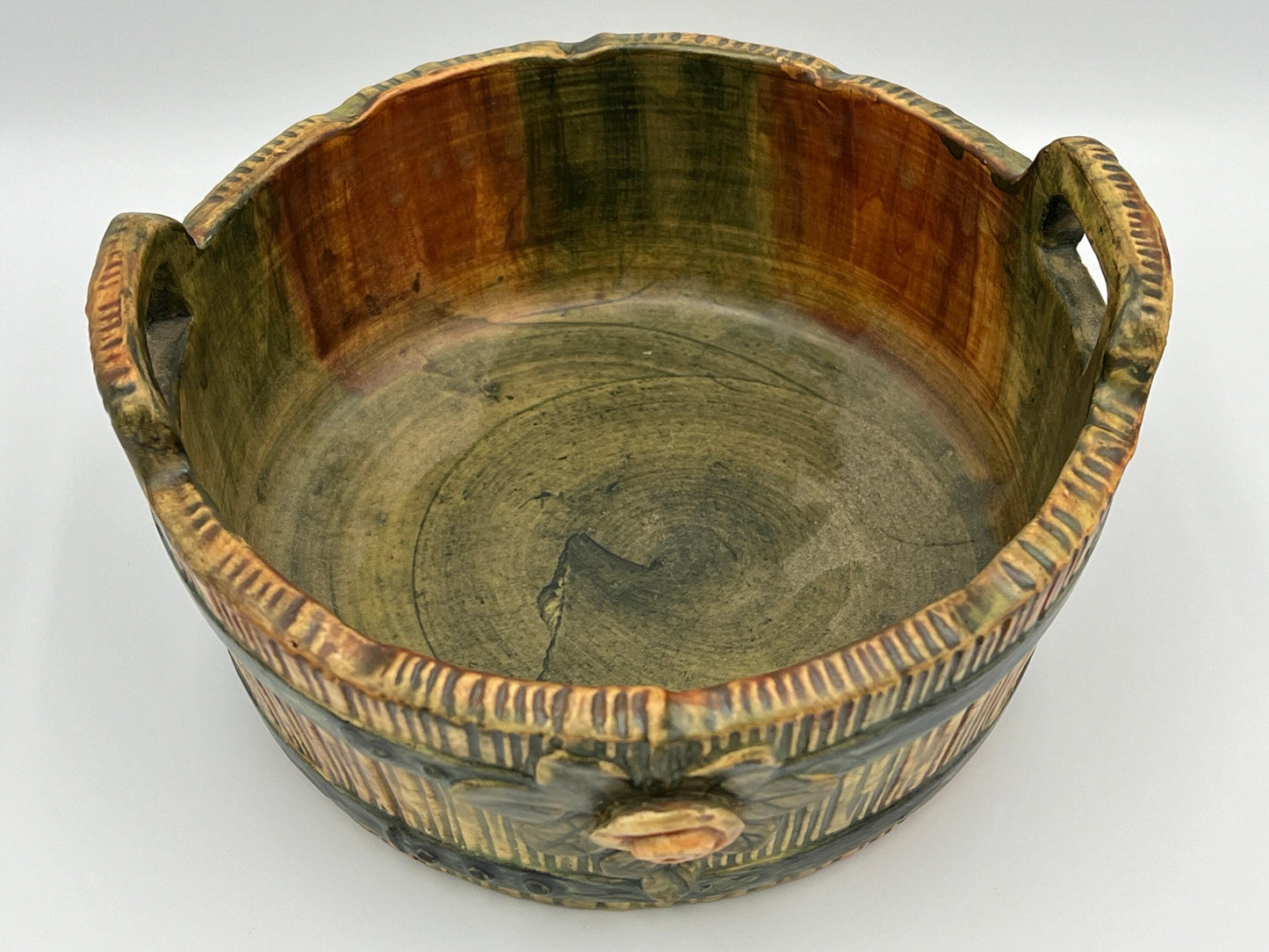 Weller Vintage Rose Planter - Wood Look Bucket with Brown Rim