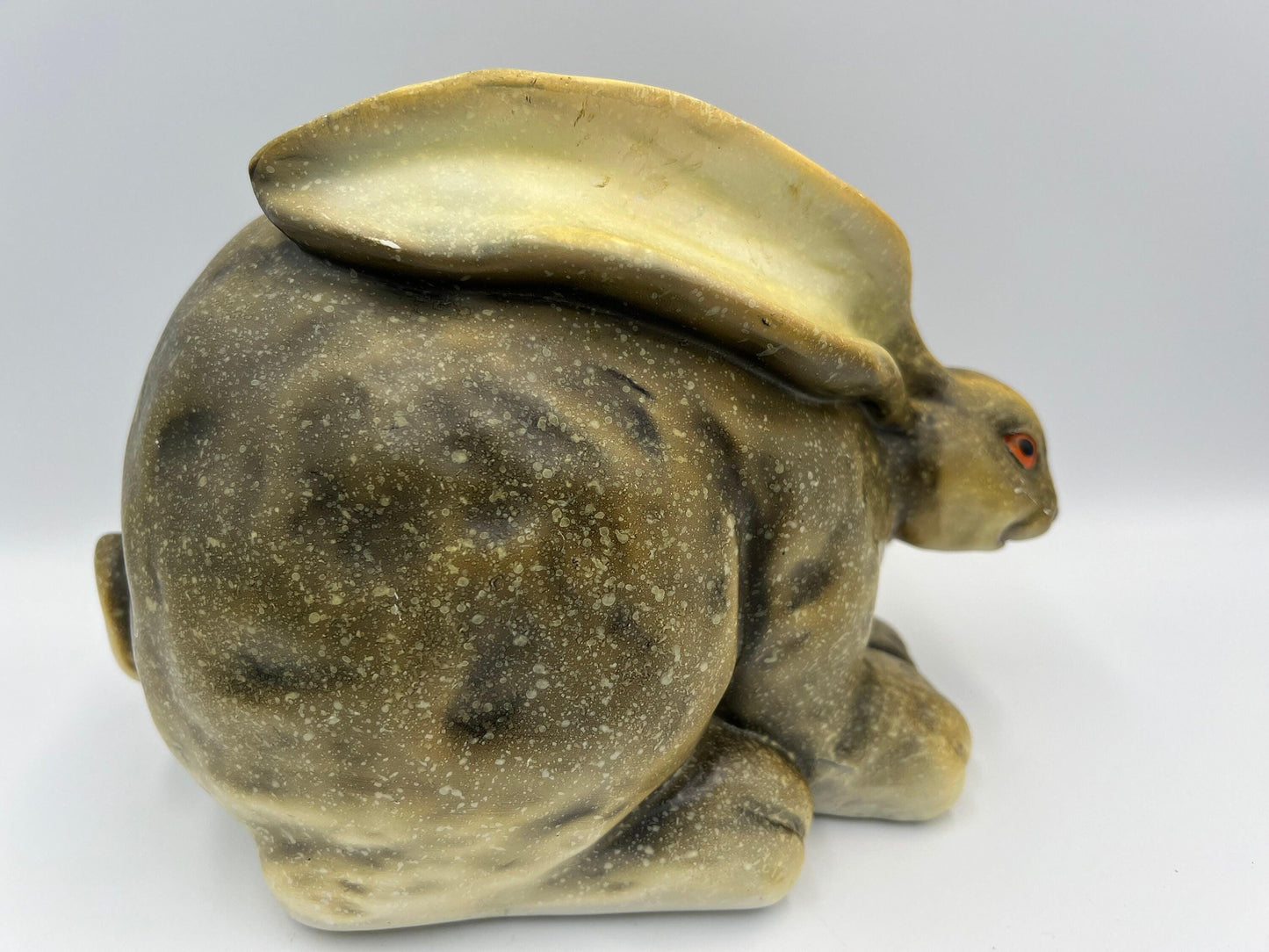 Retro Bunny Statues: Hand-Painted Green Wax Pair (7-8 Inches)