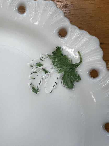 Westmoreland Hand Painted Milk Glass Pierced Rim Plate