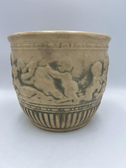 Weller Pottery Jardiniere: Ivory Cherub Planter (Antique Early 1900s)