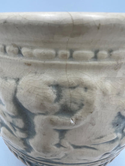 Weller Pottery Jardiniere: Ivory Cherub Planter (Antique Early 1900s)