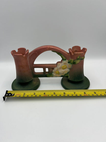 Roseville Pottery White Rose Double Vase #148