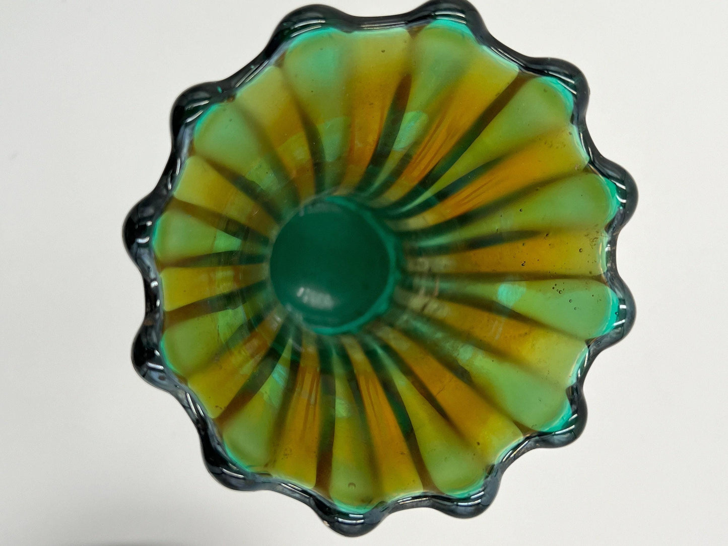Carnival Glass Vase: Vintage Rainbow Finish - 8 Inch Tall