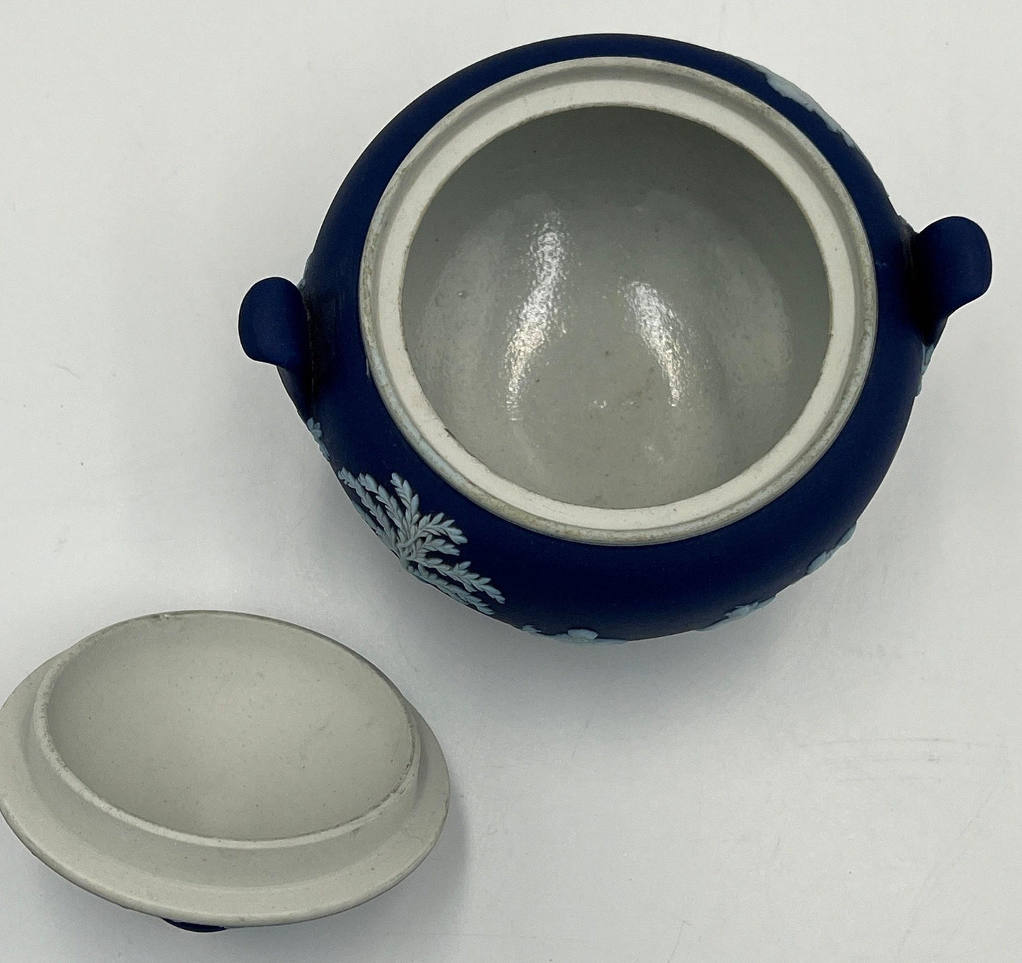 Navy Jasperware Sugar Bowl & Creamer: Antique Wedgwood Tea Set