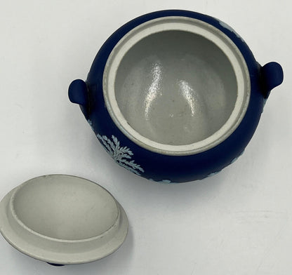 Navy Jasperware Sugar Bowl & Creamer: Antique Wedgwood Tea Set