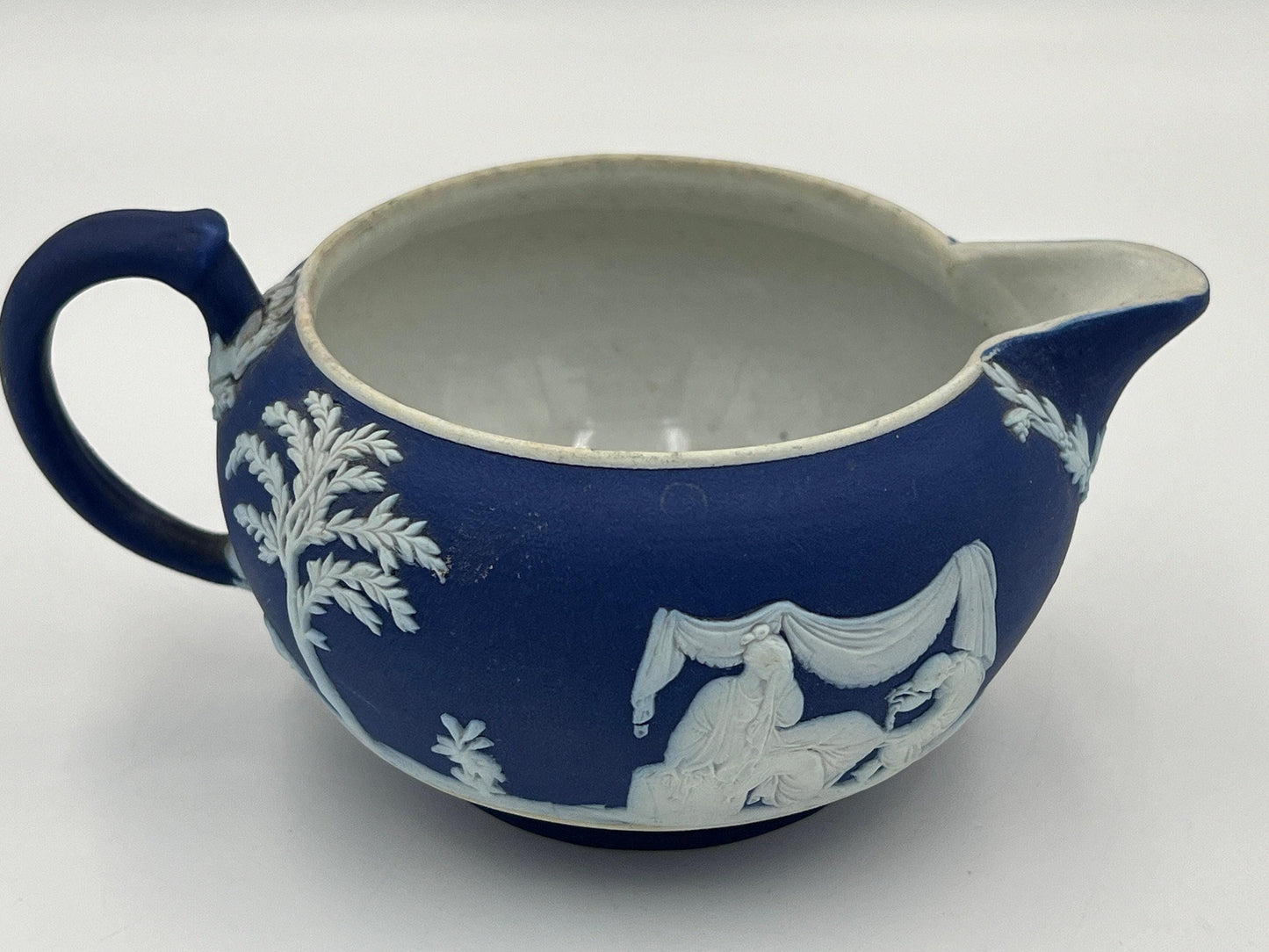 Navy Jasperware Sugar Bowl & Creamer: Antique Wedgwood Tea Set